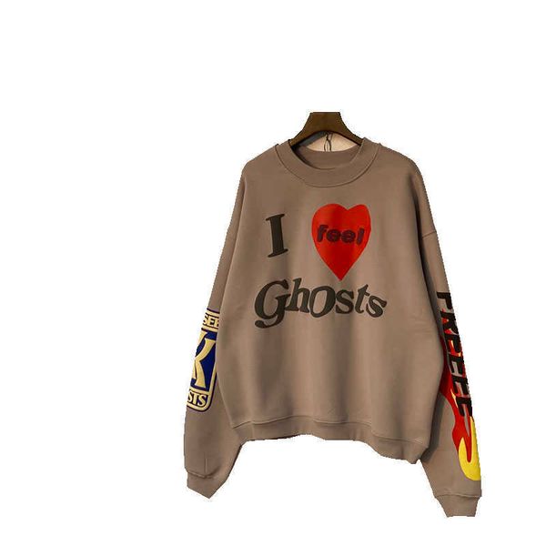 

22fw autumn winter women fashion hoodie high street love flame foam plush round neck sweater, Black