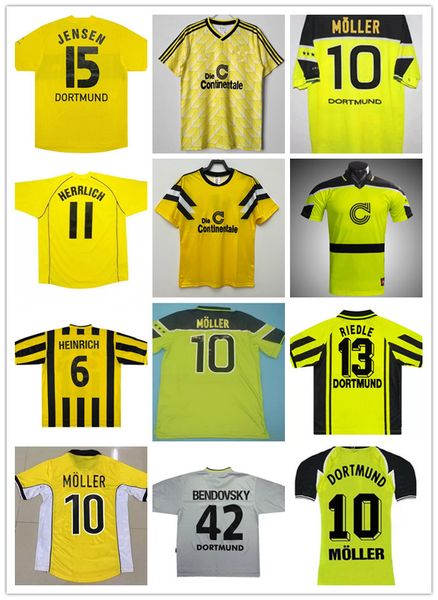 

1995 96 97 98 99 2000 01 02 borussia retro dortmund soccer jersey lewandowski reus metzelder moller amoroso rosicky bobic classic foot, Black;yellow