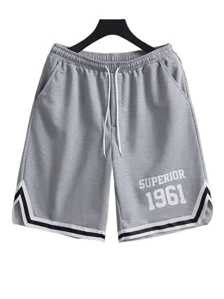 

men letter graphic contrast striped trim shorts m0yn#, White;black