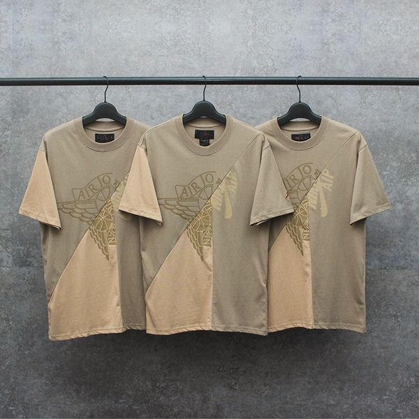 

summer 2022 khaki short mens t-shirts sleeve co branded patchwork print sports trendy versatile shirt lovers, White;black