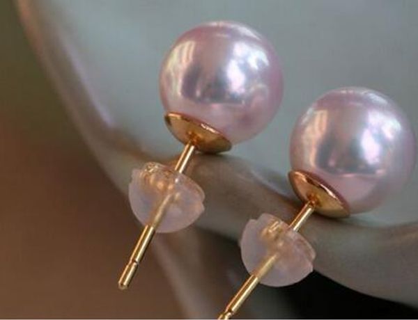

noble jewelry pair 8-9mm aaa natural akoya white round pearl stud earring 14k, Silver