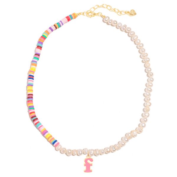 

3umeter letter name necklace colorful tassel soft clay custom choker personalized lovely clavicle chain beach party gift jewelry, Silver