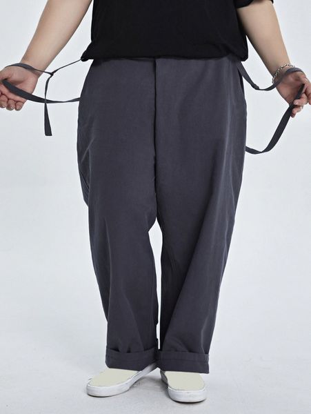 

men strap detail tapered pants r0vr#, Black