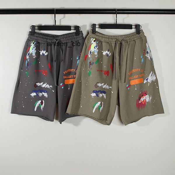 

galleryes trendy shorts short ink splashing hand-painted graffiti letters high street loose cropped pants, White;black