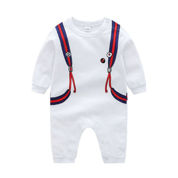 

100%cotton 0-2 Years Infant Kids Designer Rompers Baby Boys Girls Short Sleeve Long Sleeve Jumpsuits Children's Clothing GU0010, White long sleeves