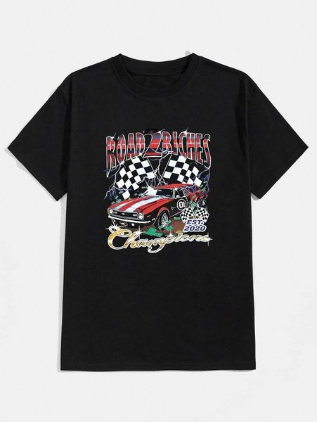 

romwe guys car letter graphic tee b5z4#, White;black