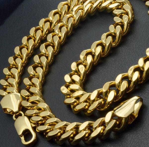 

18k chain width 11mm two side grinding men's gold-plated high necklace 50cm, Silver