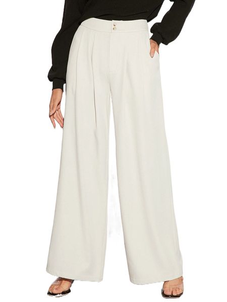 

high waist solid suit pants n2mp#, White;black