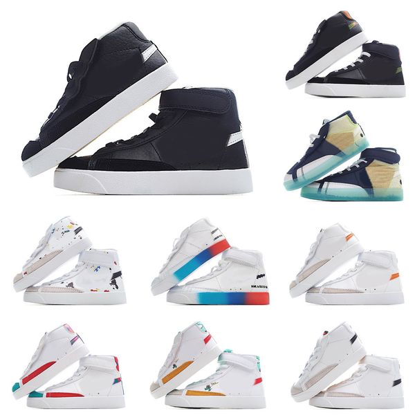 

2022 designer kids blazers sports shoes mid 77 vintage boys girls infant baby child students sb mid cut mystic navy hyper pink iridescent to