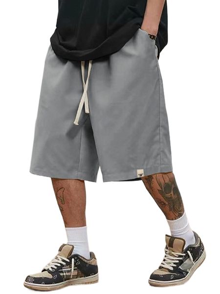 

men letter patched detail drawstring waist shorts 87vn#, White;black