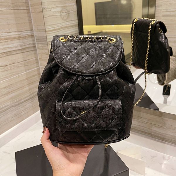 

vintage caviar leather calfskin backpack bags fall winter outdoor sacoche fashion luxury designer large capacity purse totes br