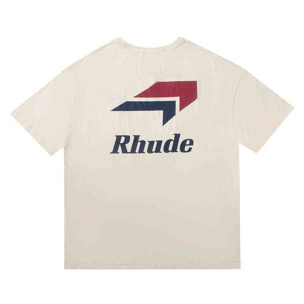 

brand designer t shirt rhude r letters print short-sleeved t-shirt high street retro tide loose tee, White;black