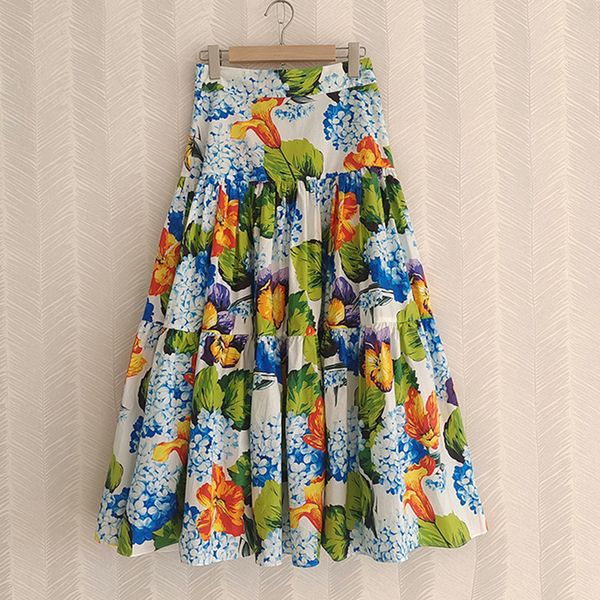 

fashion skirt colorful flower print sicilain long party vacation, Black