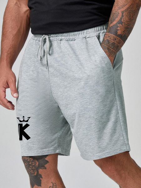 

extended sizes men geo print drawstring shorts v6xx#, White;black