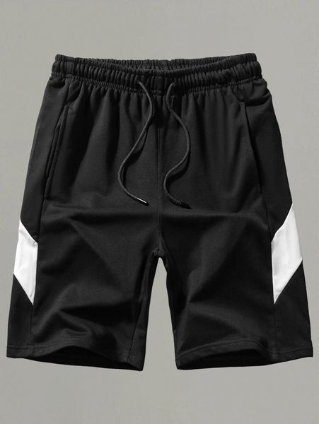 

romwe guys colorblock drawstring shorts 16sd#, White;black
