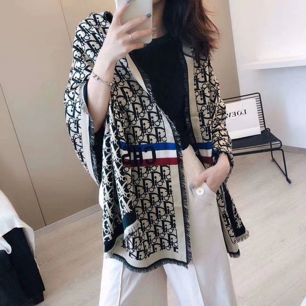 

22 new d letters tiktok scarf set travel shawl scarves winter hats womens gloves hat glove sets brand quality, Blue;gray