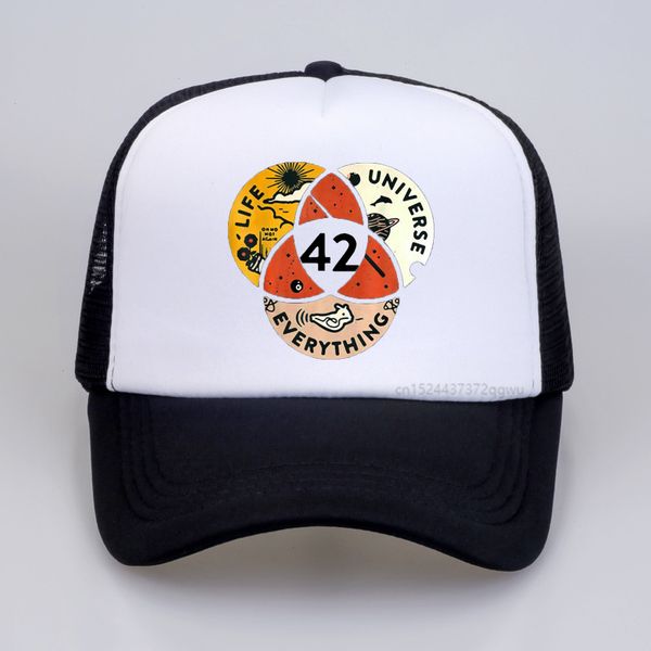 

fashion brand men 42 the answer to life the universe and everything douglas adams print baseball cap summer mesh snapback hats, Blue;gray