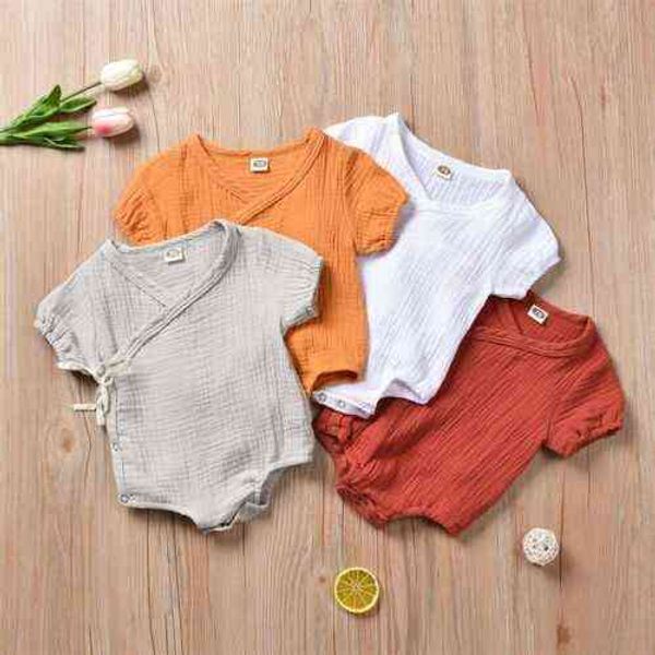 

2020 new lovely cute organic cotton newborn baby boy girls infant short sleeve romper jumpsuit outfits clothes 0-18m g220521, Blue