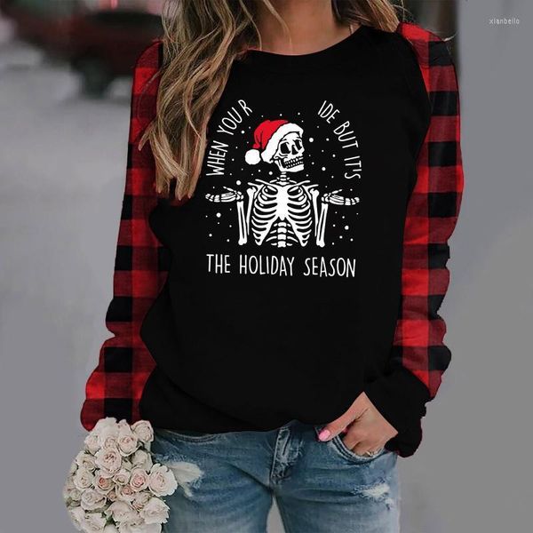 T-shirt feminina, mas é a estampa de Natal da estação de Natal Funny Funny Women Tirm camiseta preta e vermelha Raglan mangas compridas camisetas gráficas