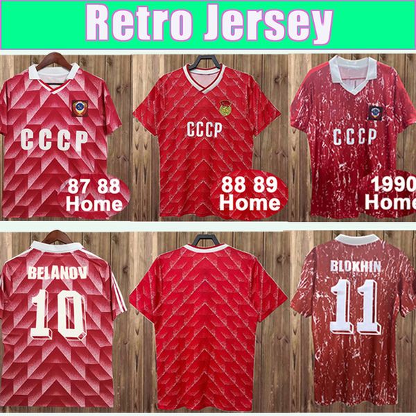 1987 1988 União Soviética Jerseys de futebol retrô 1990 Belanov Blokhin Home Classic Vintage Futebol camisetas de manga curta uniformes