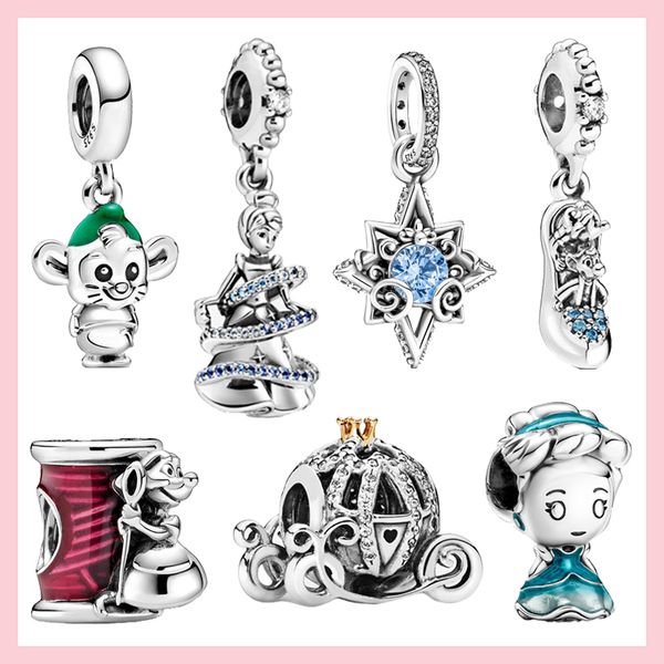 

100% 925 sterling silver charm beads fit pandora bracelet for women diy making princess animal bead pendants luxury designer jewelry ladies, Black