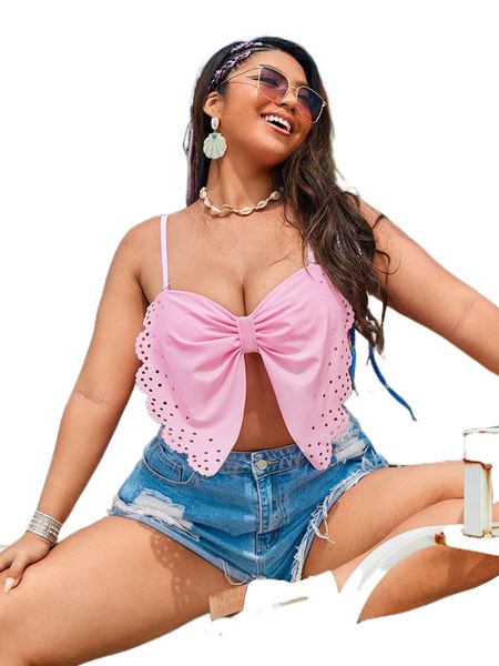 

plus scallop trim bikini i4ny#, Black