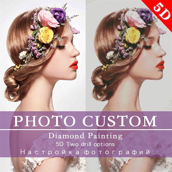 Pintura de diamante PO personalizada 5D DIY quadrado completo Diamond Bordado Mosaic Arts Picture of Home Decor Festival Gift 220623