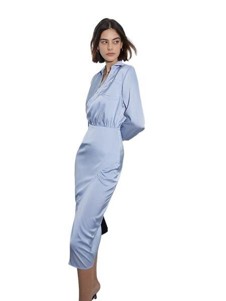 

solid button front shirt dress b3sm#, Black;gray