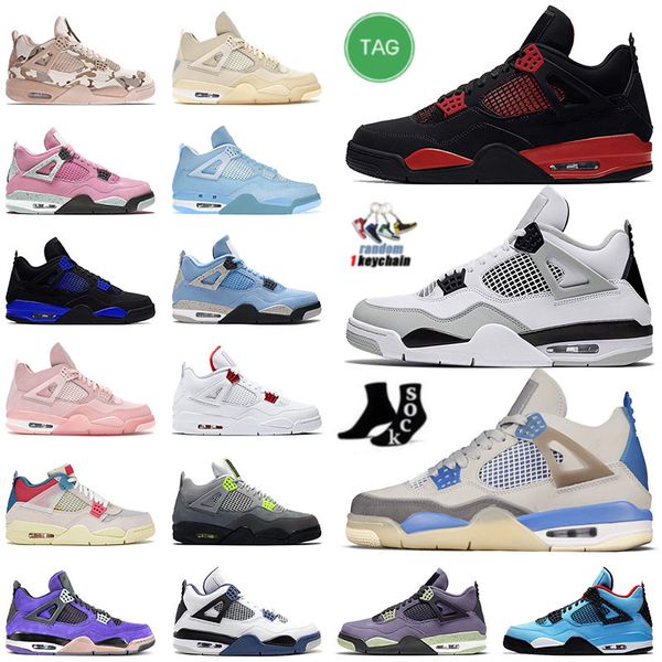 

mens jumpman 4 4s basketball shoes red thunder black cats sail ow military blue sneaker trainer