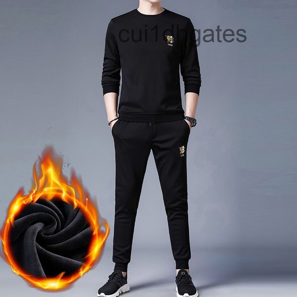 

2022 designer b br coats and hoodie plush suit men's winter middle-aged young leisure loose round neck thickened sweater sports embroid, Gray