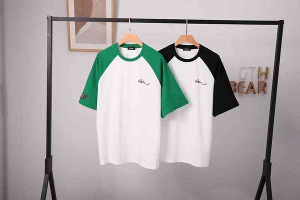

men's t-shirts spring and summer we11 print contrast round neck pullover short sleeve men's women's same batch, White;black