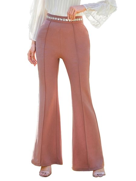 

high waist zip side flare leg pants 58bn#, Black;white