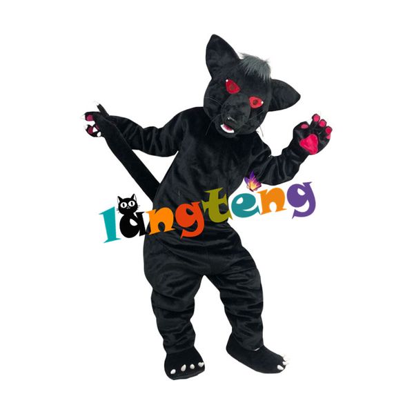 Costume da boneca da mascote 987 preto lobo husky fox mascote traje profissional Natal para desempenho