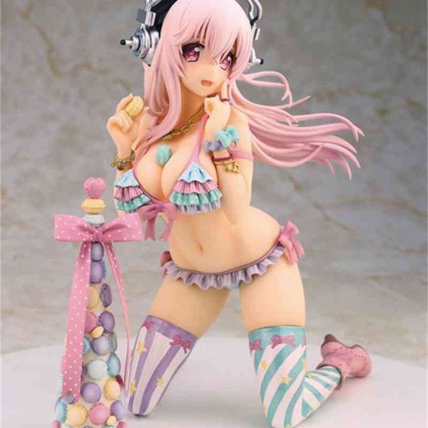 

super sonico with macaron tower sonic swimsuit pvc bikini girls anime action figures toys figure toys gifts