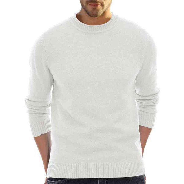 Мужчины осень и зимняя сплошная сплошная плиссированная и удобная теплый круглый свитер с длинным рукавом H L220730