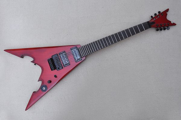 

factory custom 7 strings red electric guitar with black hardware rosewood fretboard double rock bridge mahogany body and neck can be customi
