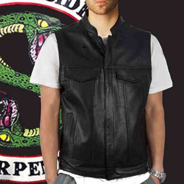 

2021 new riverdale pu leather jacket vest men punk cool black motorcycle