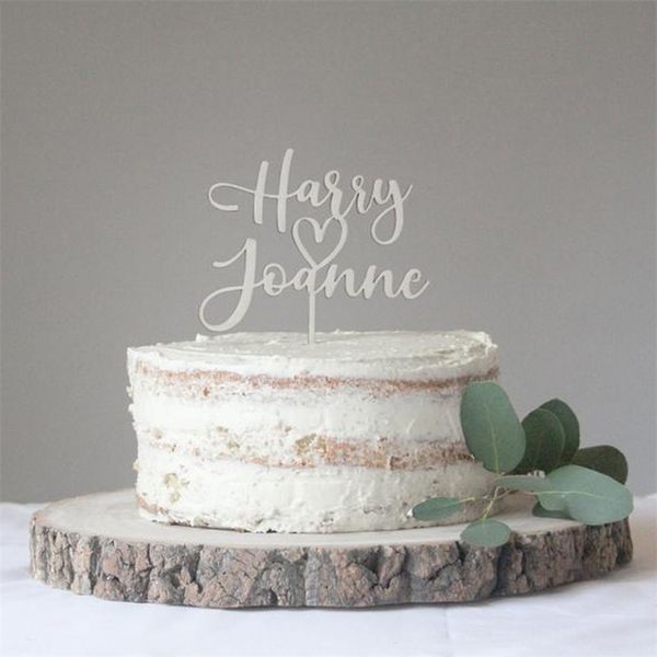 Bolo de casamento de coração fofo personalizado Topperlove Heart Wedding Party Decoration Topper Personalizado Decor de casamento Bolo de presente Topper D220618