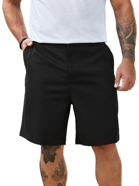 

extended sizes men solid slant pocket shorts s7v4#, White;black