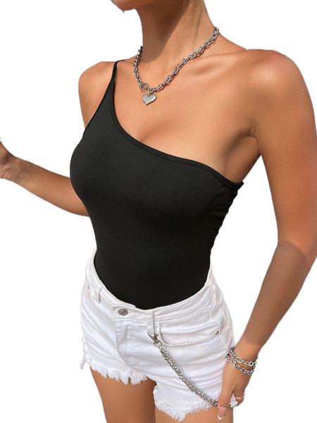 

solid one shoulder bodysuit o2xn#, White