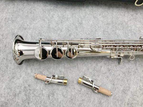 

kaluolin straight pipe soprano sax b flat brass nickel musical instruments professional-grade with case. mouthpiece reed