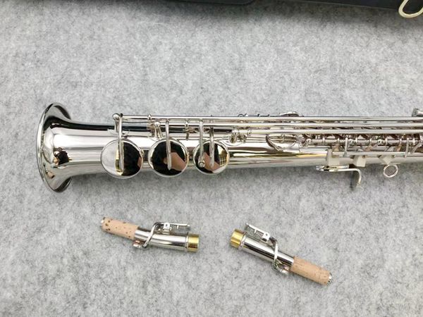 KALUOLIN saxophone soprano à tuyau droit B instruments de musique en laiton plat nickel de qualité professionnelle avec étui. Anche à embouchure