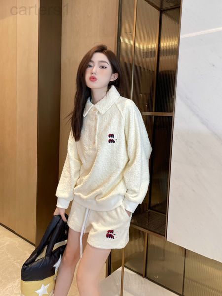 

two piece dress designer shenzhen miu muchun new high version cream towel campus elastic waist shorts leisure sports suit women fobo, White