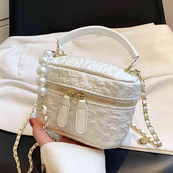 

pu leather crossbody bags for women 2022 summer fashion pearl chain shoulder luxury brand travel handbags and purses female