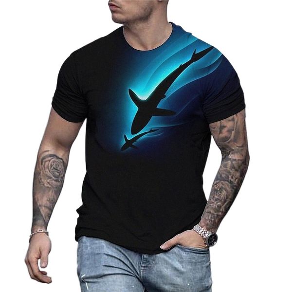 

men's tee t shirt shirt 3d print graphic prints shark animal round neck daily holiday print short sleeve casual designer big and tall, White;black