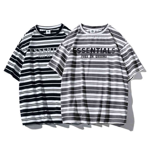 

stripe fog t-shirt men's summer fashion 5 4 sleeve t-shirt loose sea shirt 2022 luxury brand fashion design sweatshirts, White;black