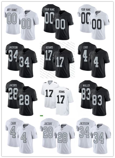 

las vegas''raiders''17 davante adams 34 bo jackson 24 charles woodson 4 derek carr 55 chandler jones 28 josh jacobs 13 h, Black;red