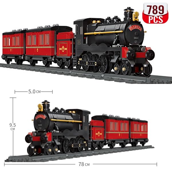 Classic Railway Steam Lokomotive Gleis Sets Bausteine Experten Zug Langstrecken Ziegelberater Spielzeug für Kinder Geschenke 220715