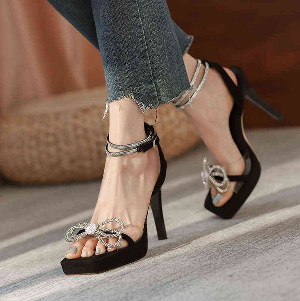 

dress shoes genuine leather sandals for women platforms peep toe high heels pumps summer est wedding party woman 220318, Black