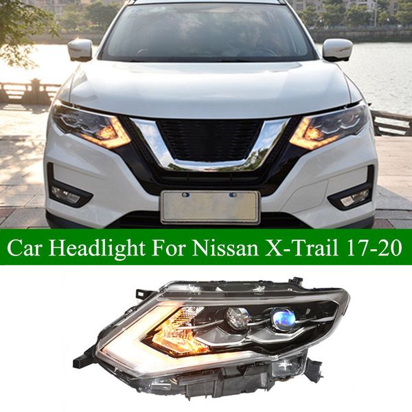 LED Abbagliante Lente Del Proiettore Testa di Luce Per Nissan X-trail Auto Gruppo Faro 2017-2020 DRL Indicatori di direzione Accessori Auto lampada